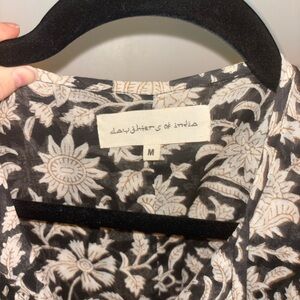 Daughters of India Black and Cream Floral Dress